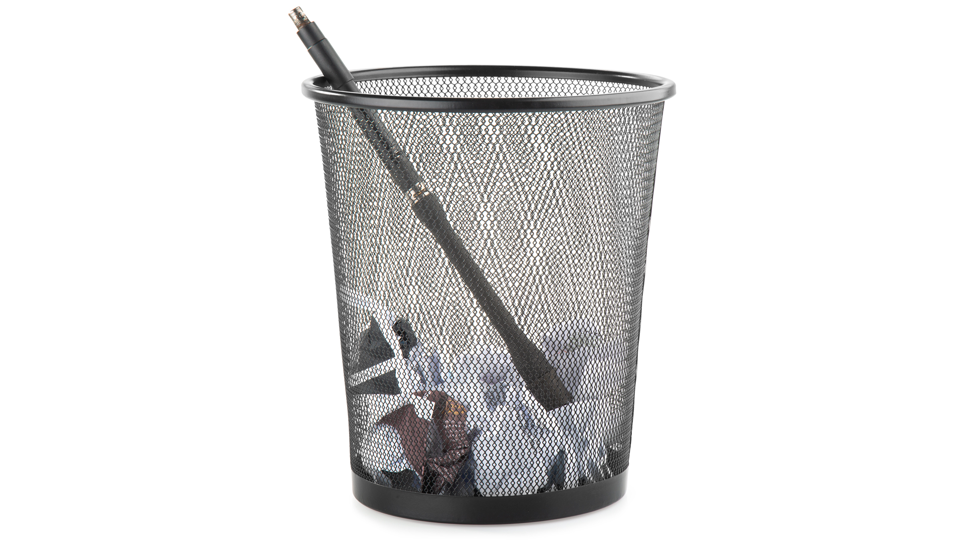 rifle in trashcan