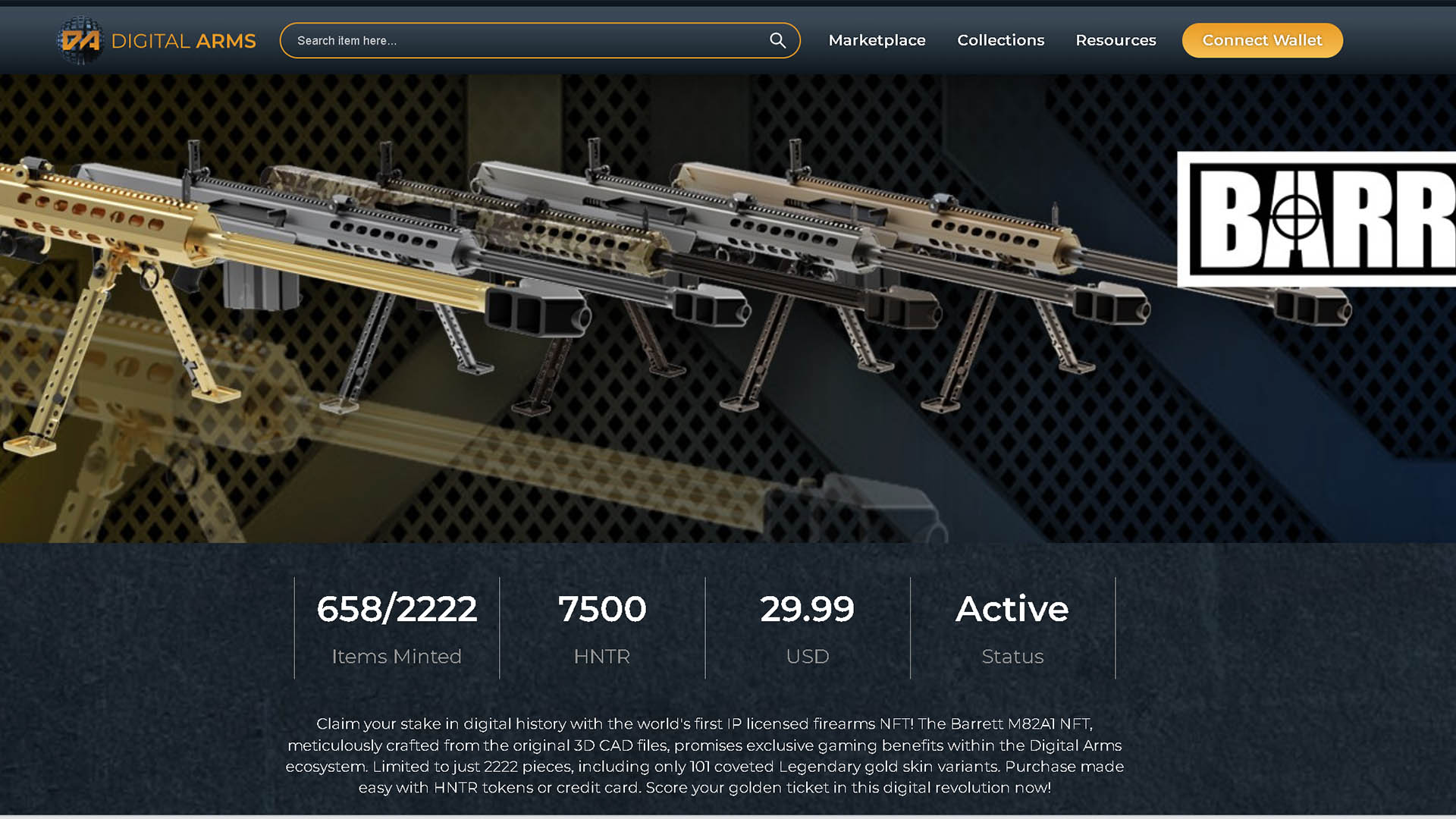 Barrett Firearms teams up with Digital Arms for blockchain-verified NFTs.
