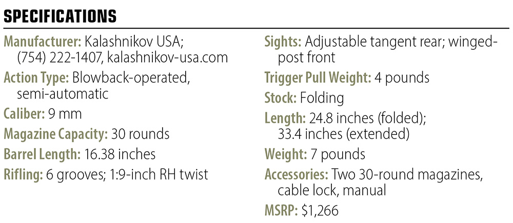 Kalashnikov USA KR-9S specs