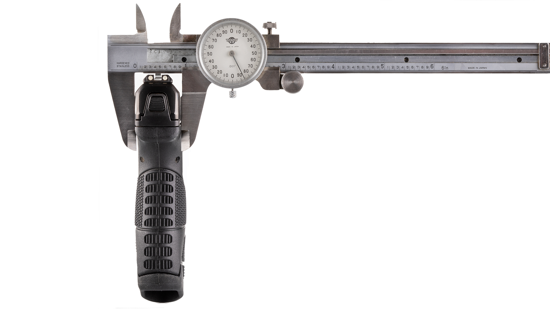 handgun with calipers