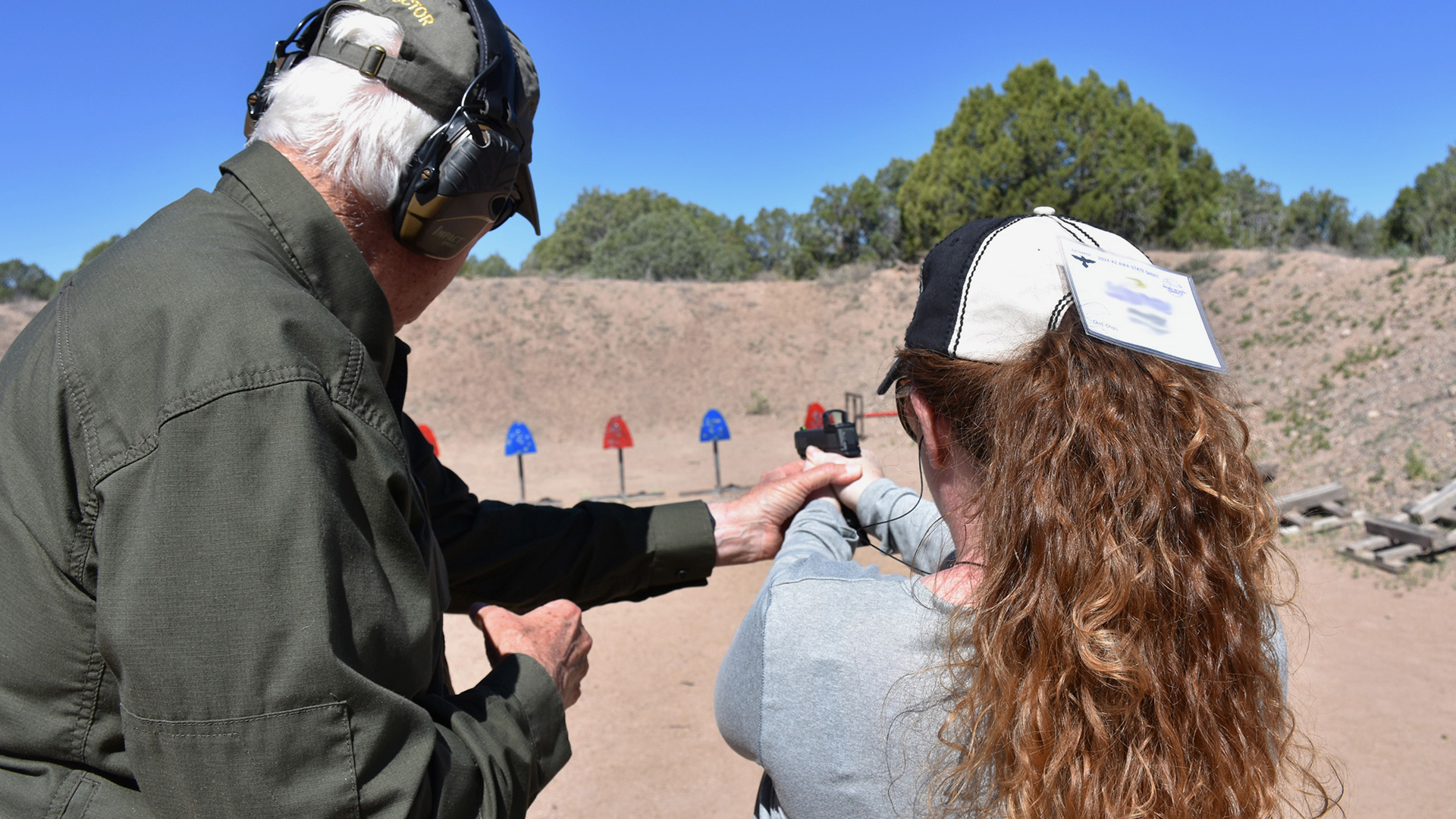 Firearms instructor at range