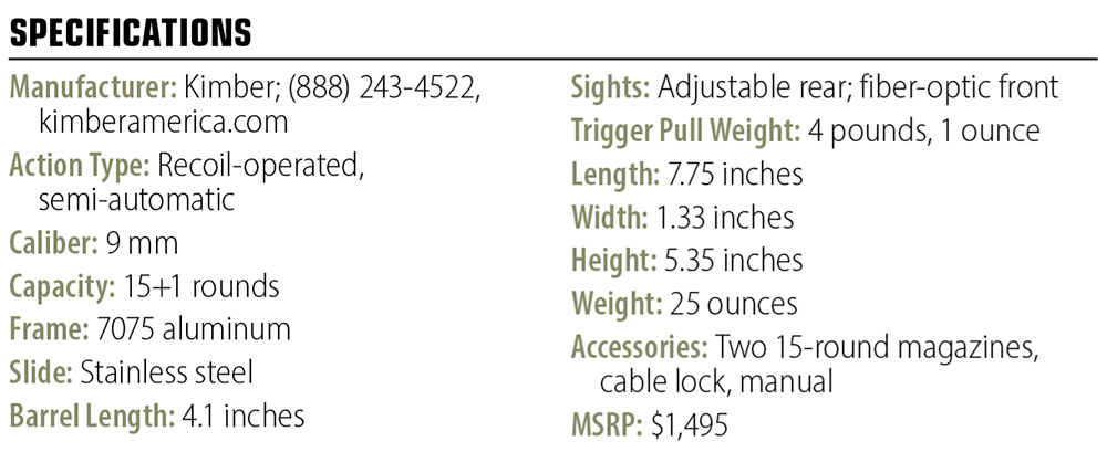 Kimber KDS9c specs