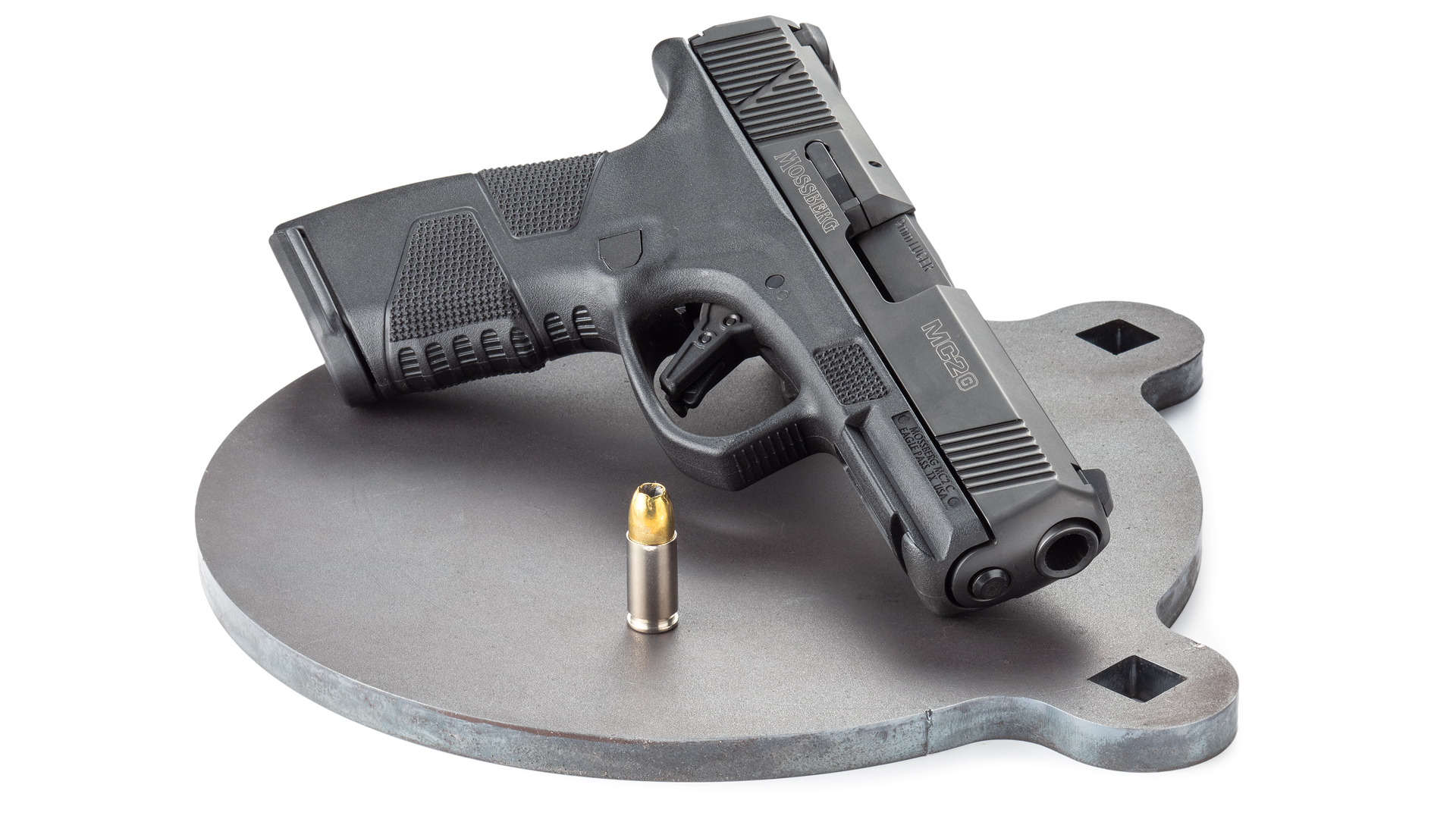 Pistol on steel target