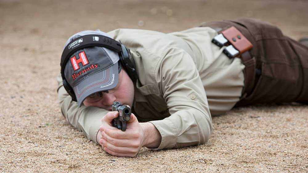 prone pistol firing position